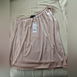 NEW $118 French Connection Med Aurore Velvet OneShoulder Top Rose Pink BloUse